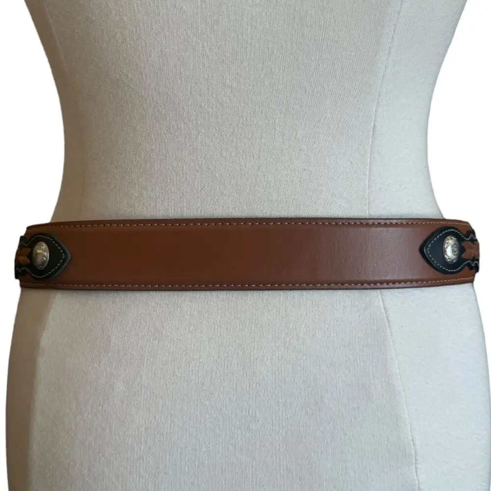Wrangler Southwestern Tooled Stitched Leather Belt